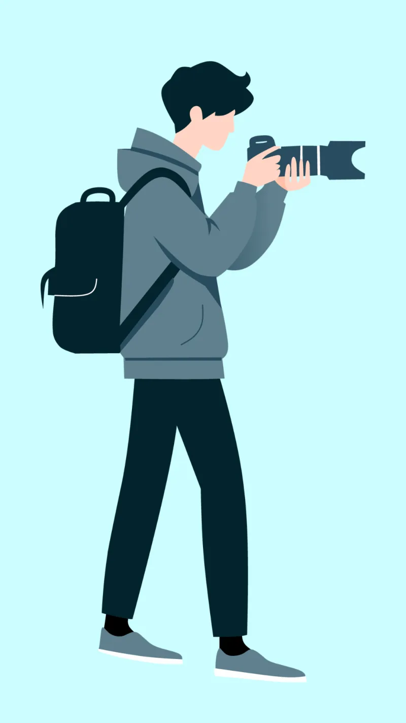 カメラを持つMIEDX運営者のイラスト